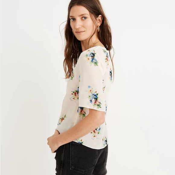 Madewell Silk Shirred-Front Top in Classic Corsage - Picture 2 of 6